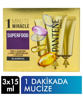 Pantene Saç Kürü 3 x 15 ml Ampul 1 Dakikada Mucize