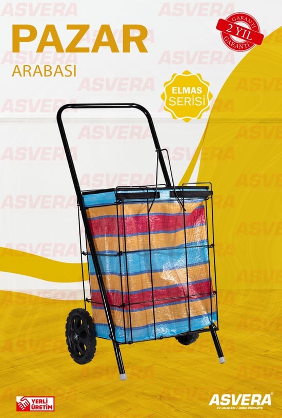 Elmas Serisi – Katlanabilir Kalın Telli Pazar Arabası | Tekerlekli Market & Alışveriş Çantalı Araç
