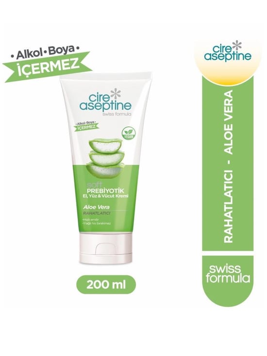 Cire Aseptine Soft Prebiyotik Aloe Vera El Yüz ve Vücut Kremi 200 Ml
