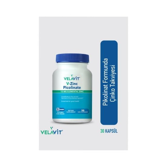 Velavit V-Zinc Picolinate 15 mg Elemental Zinc 30 Kapsül