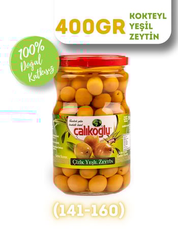 Çalıkoğlu Doğal Kokteyl Yeşil Zeytin 400 gr (141-160)