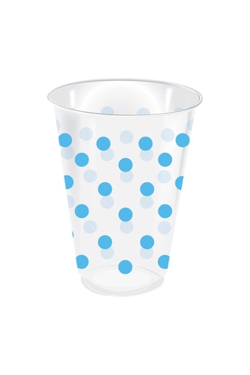 Roll-Up Plastik Bardak Açık Mavi Puantiyeli Şeffaf 250cc 25 Adet