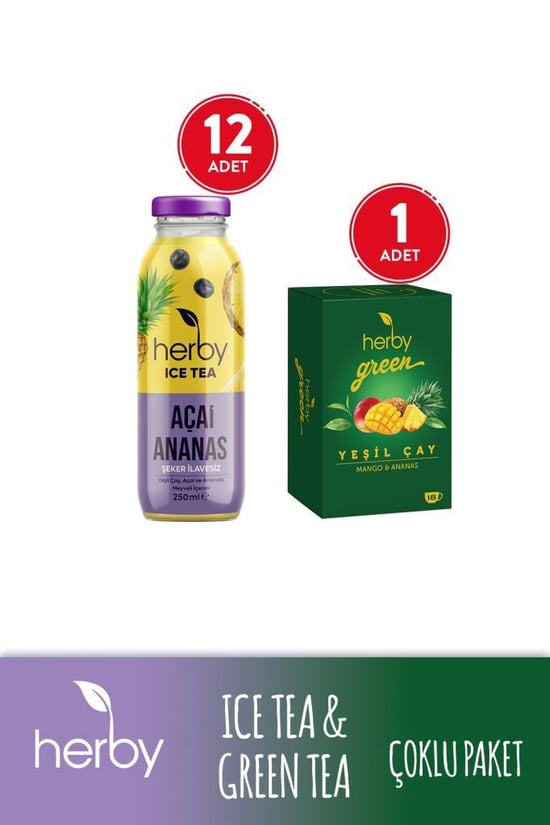Diyete Destek Paketi (Ice Tea Açai Ananas 12'li Şeker İlavesiz Soğuk Çay + Yeşil Çay Mango ve Ananas)