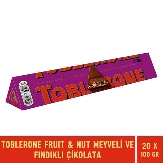 Toblerone Fruit & Nut Meyveli ve Fındıklı Tablet Çikolata 100 gr 