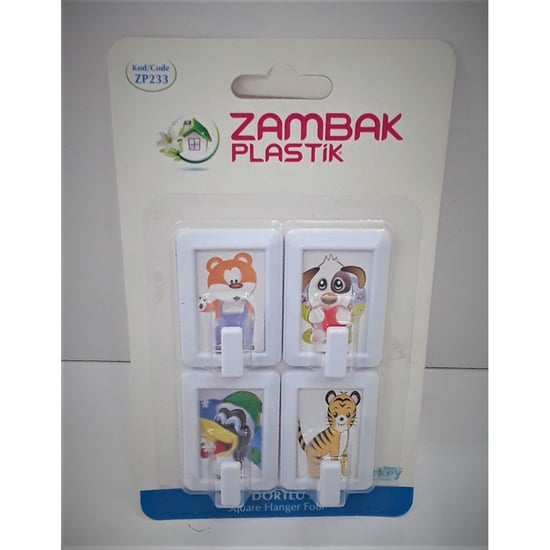 Zambak Kare 4'lü Askı-Figürlü-Kendinden Yapışkanlı