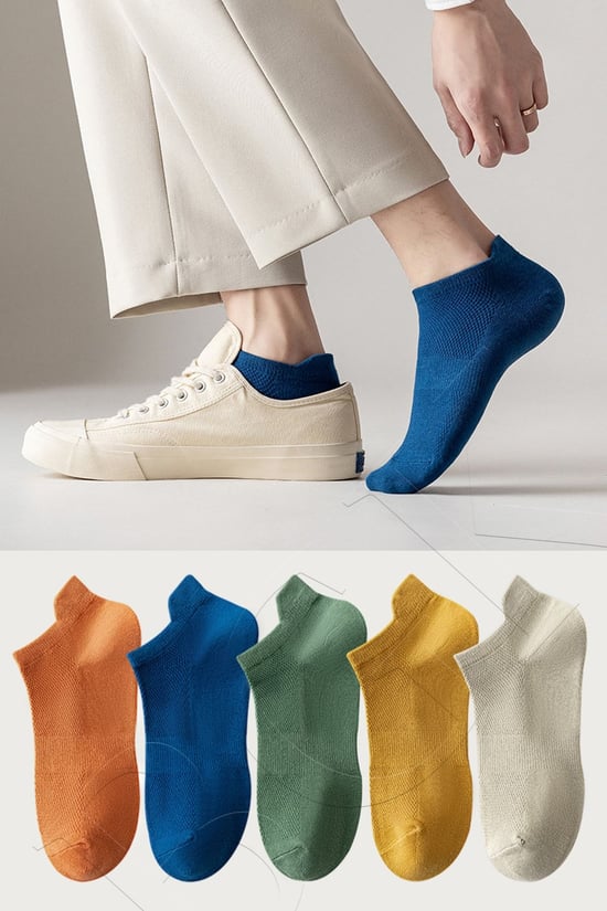 BGK Unisex Spor Patik Renkli 5'li -48y-n48-mavi Klasik 36-41