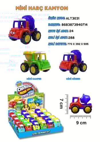 Cartoon Alt-3031 Oyuncak Kutulu Harç Kamyon