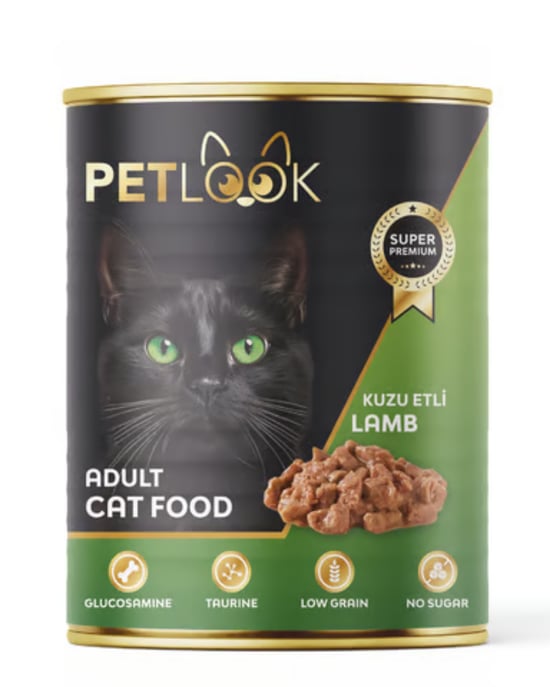 Petlook Konserve Yetişkin Kedi Maması  Kuzu Etli Parça Etli 415 GR