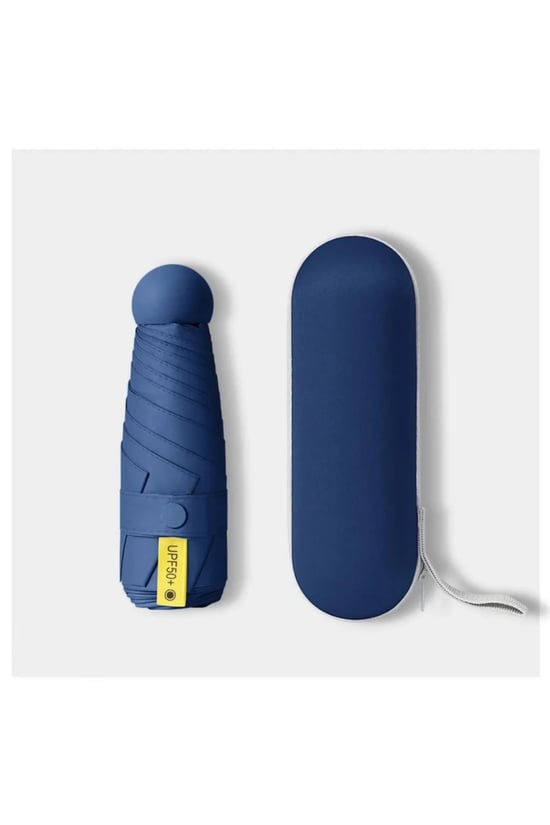 Turna Kılıflı Şemsiye - Mini Şemsiye - Kapsül Şemsiye - Seyahat Şemsiye LACİVERT