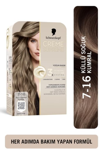 Schwarzkopf Creme Supreme Küllü Soğuk Kumral Kadın Saç Boyası 7-16