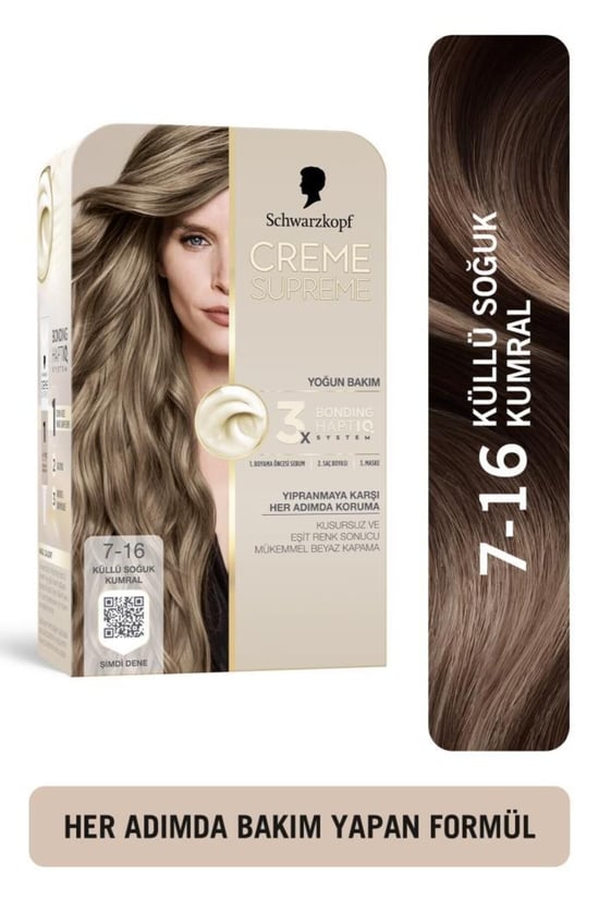 Schwarzkopf Creme Supreme Küllü Soğuk Kumral Kadın Saç Boyası 7-16