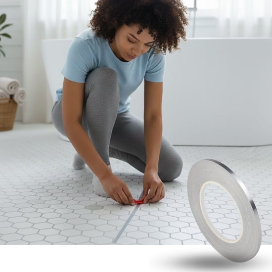 BUFFER® 0.5 cm Kalınlık Gümüş Renk Fayans Arası Dekoratif Şerit Bandı – 50 Metre Uzunluk, Banyo ve D