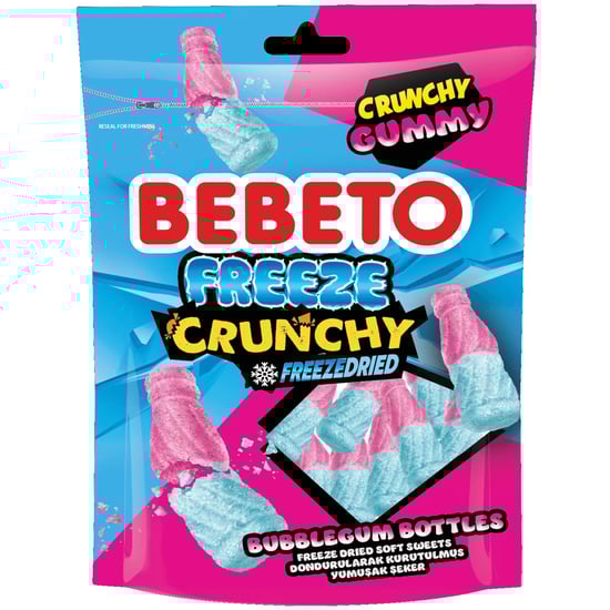Bebeto Freeze Crunchy Bubblegum Bootles 35 Gr. Sakız Aromalı