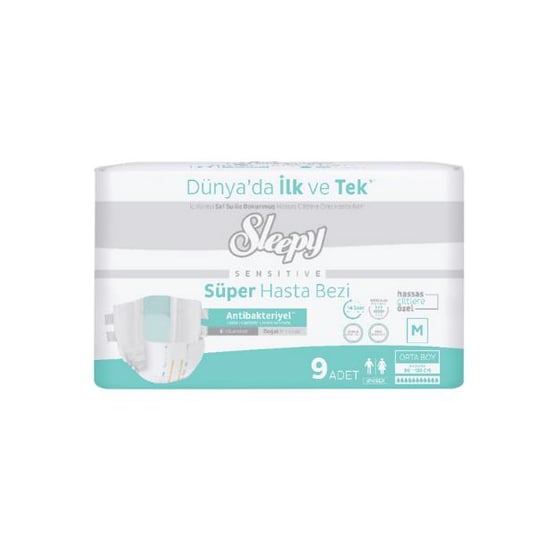 Sleepy Süper Hasta Bezi Antibakteriyel Medium Boy M 85 - 125 cm 9 Adet
