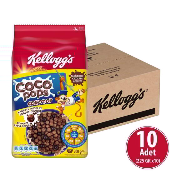 Kellogg's Coco Pops Çokotop 200 gr x 10 Adet, Lif, Demir Ve 7 Vitaminli