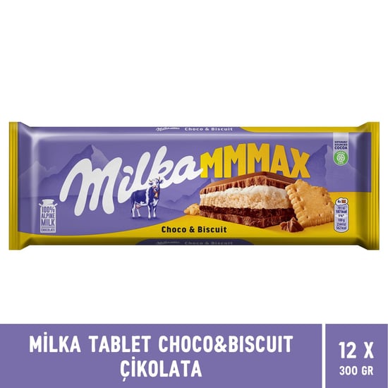 Milka Choco & Biscuit Tablet Çikolata 300 gr Mmmax X 12 Adet