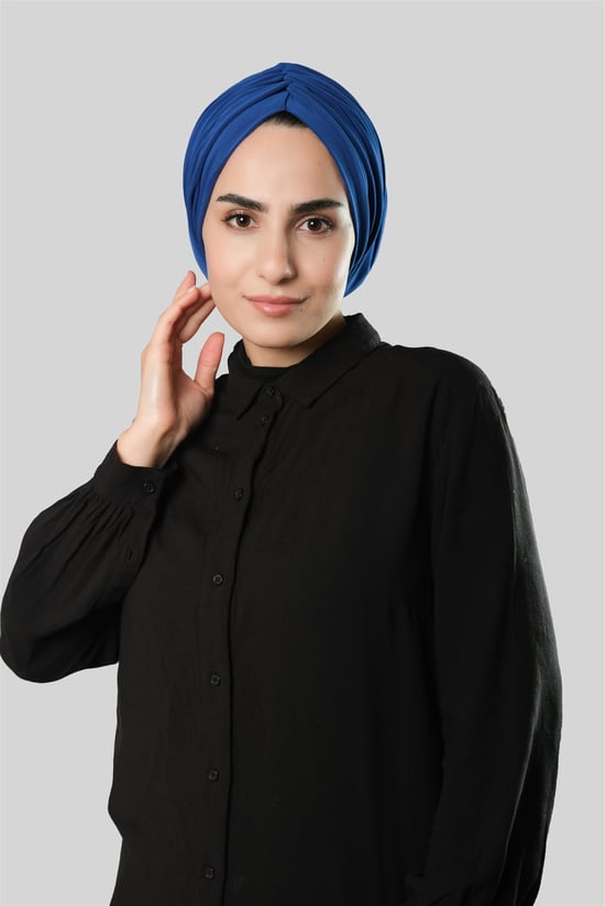 Hürrem Bone Saks Mavisi Drapeli Salaş Tesettür Bone Sandy Büzgülü 2315_24