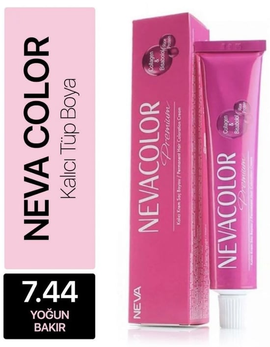 Nevacolor Premium Tüp Saç Boyası Yoğun Bakır 7.44