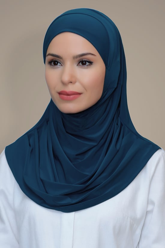 Hürrem Bone P. Mavisi Pratik Hazır Geçmeli Tesettür Eşarp Sandy Kumaş Kendinden Boneli 1290_17