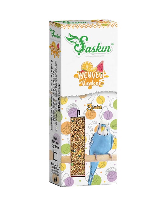 Şaşkın Muhabbet Kuşu Krakeri 3'lü Paket Meyveli