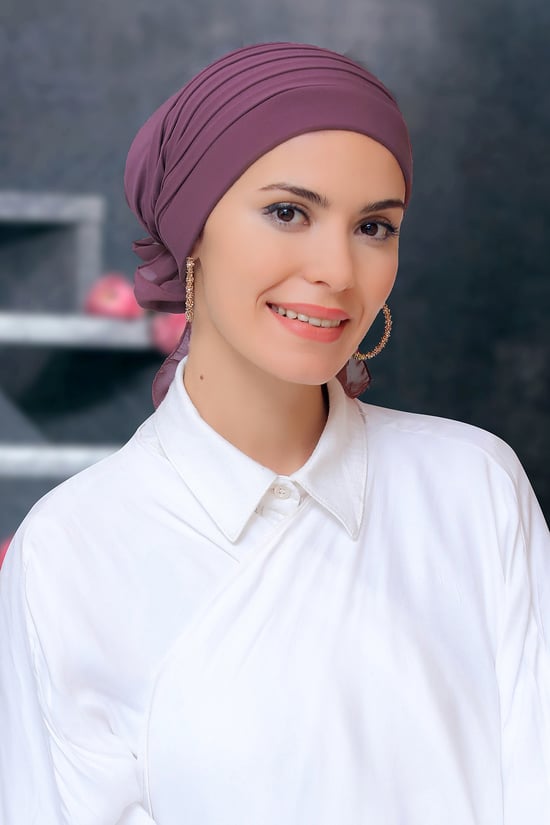 Hürrem Bone Gül Kurusu Pratik Hazır Geçmeli Tesettür Bone Sandy Kumaş Pileli Nervürlü Güllü 1806_18