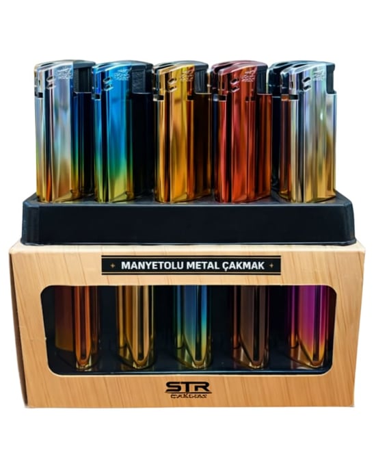 Str Dolumlu Metal Platinli Çakmak (Parlak Metal)