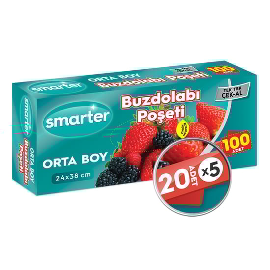 Smart 100 Adet Buzdolabı Poşeti Orta Boy  20 Adet x 5