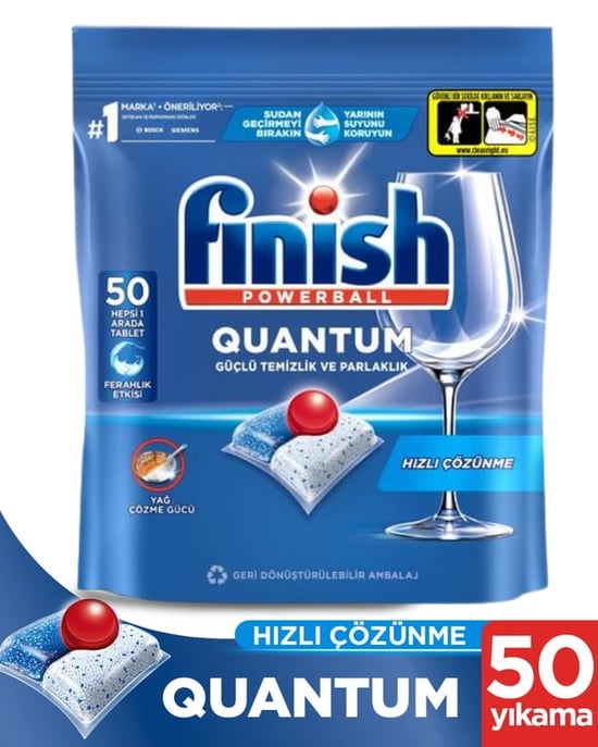 Finish Quantum Hepsi Bir Arada 50 Yıkama Bulaşık Makinesi Tableti
