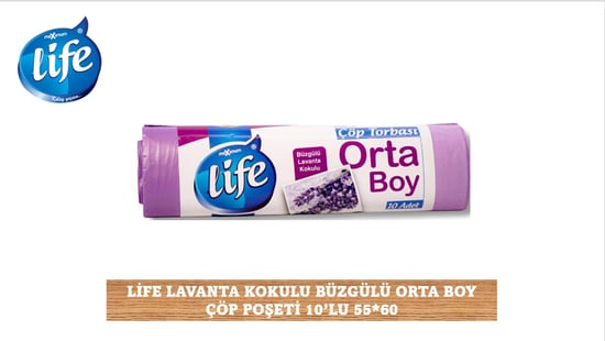 Life Lavanta Kokulu Orta Boy Büzgülü Çöp Torbası 10'Lu