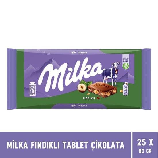 Milka Fındıklı Tablet Çikolata 80 gr X 25 Adet