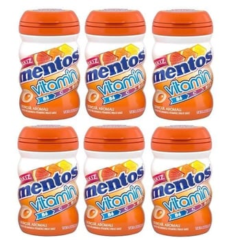 Mentos Vitamin B6 - C - B12 Şekersiz Tatlandırıcılı Sakız 6 Adet x 90 g - Turunçgil  Aromalı