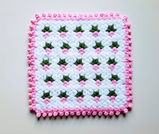 HERŞEY FIRSAT Banyo Lifi Yün El Örmesi Ceyizlik Kare 1 Adet - Pembe