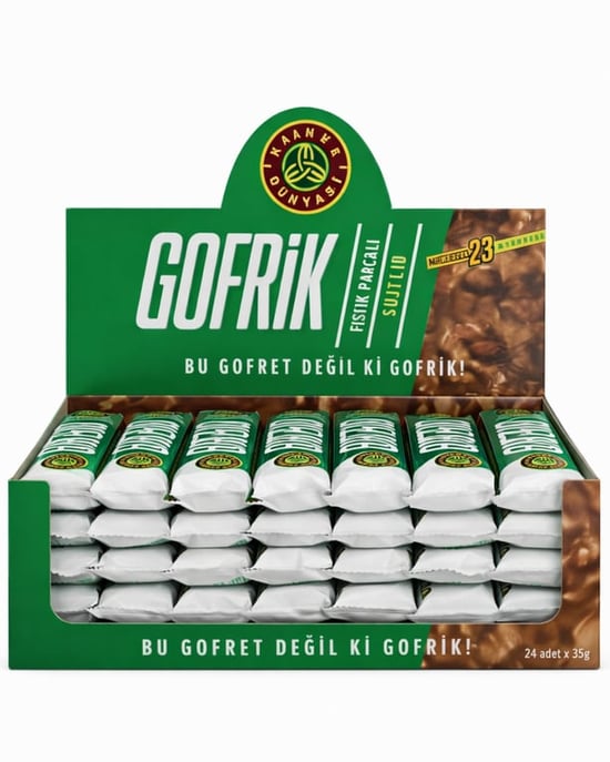 Kahve Dünyası Gofrik Antep Fıstıklı Sütlü Çikolata Kaplamalı Gofret 33 g X 24'lü Paket