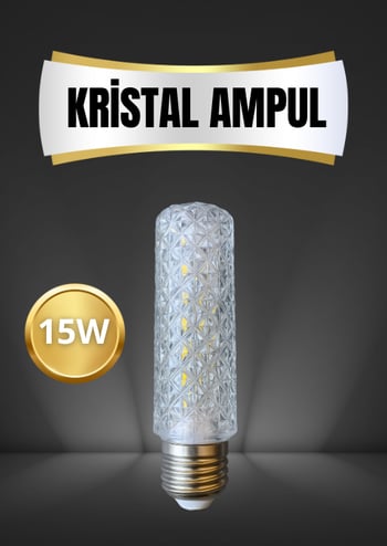 15W kristal LED ampul, E27 duy LED ampul, dekoratif cam LED lamba, kristal cam ampul, yüksek ışıklı LED, tasarım LED ampul, ev için LED ampul, vitrin LED lamba, enerji tasarruflu kristal ampul