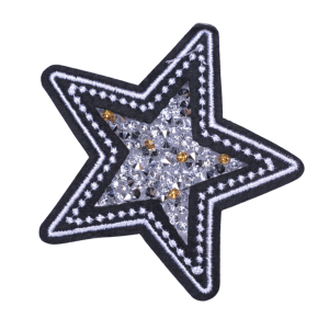 P Parla Aplike Ütü İle Yapışan Taşlı Yıldız Arma 5 cm