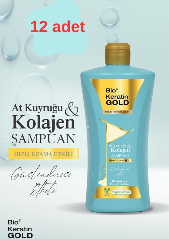 Bio Keratin Gold At Kuyruğu & Kolajen Hızlı Uzama Etkili Tuzsuz Şampuan 700 ml