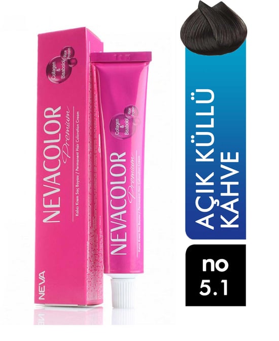 Nevacolor Premium Tüp Saç Boyası Küllü Açık Kahve 5.1 50 ml