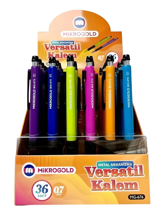 Mikrogold 36 Adetli Metal Mekanizmalı Versatil Kalem 0.7 Uçlu mg676