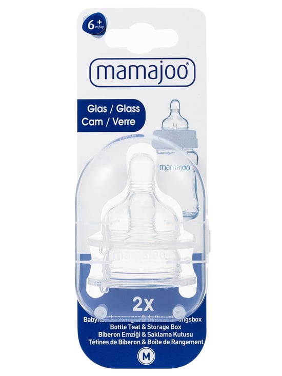 Mamajoo Biberon Emziği Antikolik Saklama Kutulu Cam Biberon İçin No:2/M 6 Ay+ 2 li