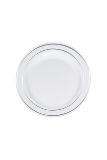 Roll-Up Lüks Plastik Tabak Gümüş Yaldızlı Beyaz 19cm 6lı