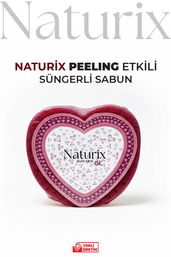 Kalp Şekilli Süngerli Sabun 130 gr | Peeling Etkili Sabun
