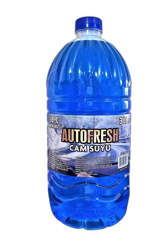 AutoFresh Oto Araç Cam Suyu 3 Lt -18 Antifirizli Araba Cam Temizleyici Antifriz Kışlık Kullanım
