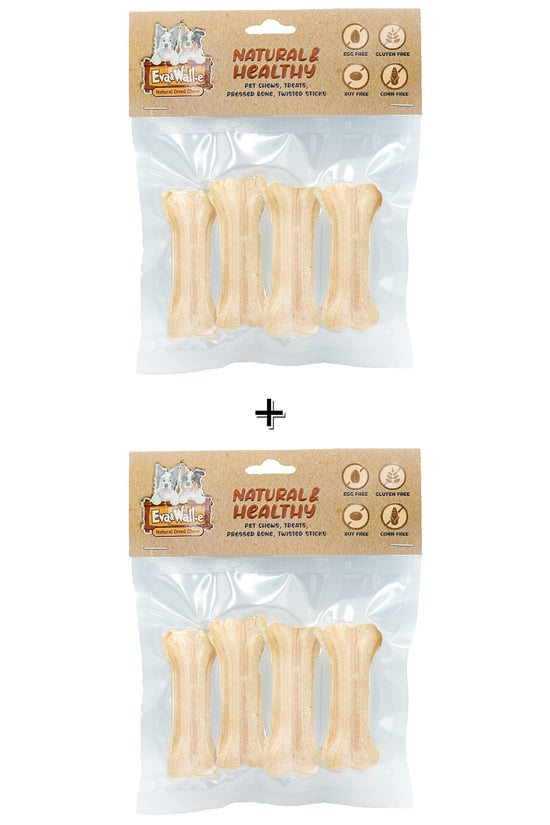 Eva & Walle Eva And Wall-e Doğal Köpek Pres Kemiği Beyaz 8 Adet 7cm Küçük Irk Ve Yavru Köpekler Için 20-25 Gr