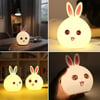 BUFFER® 5 Farklı Renk Modlu Tavşan Figürlü Pofuduk LED Gece Lambası–Yumuşak Dokulu Çocuk Odası ve De
