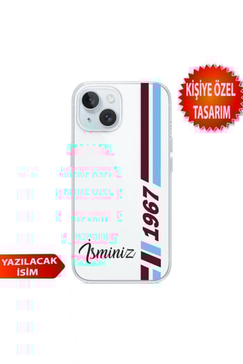 DİYARI FIRSAT İphone 13-İphone 14 Uyumlu Kişiye Özel İsim Eklenebilir Desenli Şeffaf Silikon Kılıf