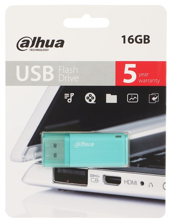 Dahua 16 GB Kapaklı U126 USB Bellek 16GB USB Flash Bellek Yeşil DHI-USB-U126-20-16GB
