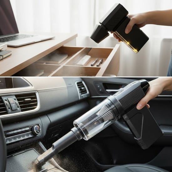 BUFFER® Mini Elektrikli Basınçlı Hava Üfleyici ve Toz Alma Cihazı-LED Işıklı,4 Başlıklı,Kablosuz Şar