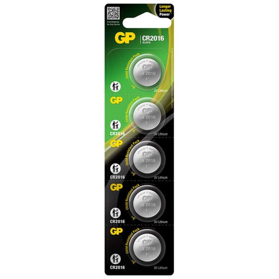 GP Batteries Cr2016 2016 Boy Lityum Düğme Pil, 3 Volt, 5'li Kart