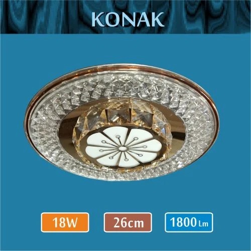 Konak Sıva Üstü Led Panel Yuvarlak 18 Watt-Konak Desenli-Beyaz-Günışığı
