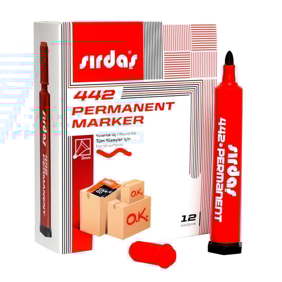 Sirdaş Yuvarlak Uç Kirmizi Renk Marker Koli̇ Kalemi̇ 3mm